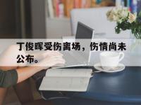 金年会体育-丁俊晖受伤离场，伤情尚未公布。